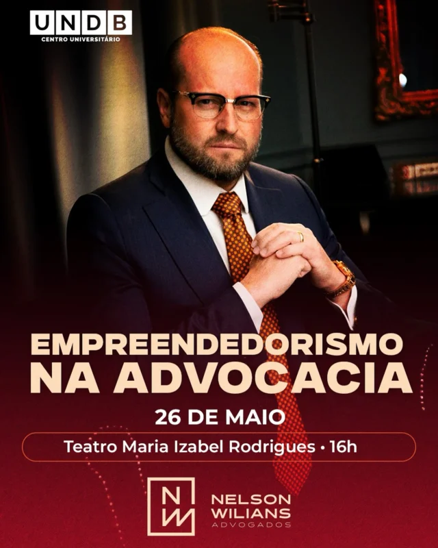 Empreendedorismo na Advocacia na UNDB!⚖️

No dia 26 de maio, o advogado Nelson Wilians estará na UNDB, para um bate-papo imperdível sobre os caminhos da inovação e do empreendedorismo no Direito.

Com uma trajetória reconhecida nacionalmente, Nelson Wilians compartilha sua experiência à frente de um dos maiores escritórios de advocacia, mostrando como é possível inovar, liderar e transformar o mercado jurídico com visão estratégica e propósito.

🗣️Evento aberto ao público
📲https://evento.blinket.com.br/empreendedorismo-na-advocacia 

Marque na agenda! 

#UNDB #DireitoUNDB #Empreendedorismo #NelsonWilians #Direito #CarreiraJurídica