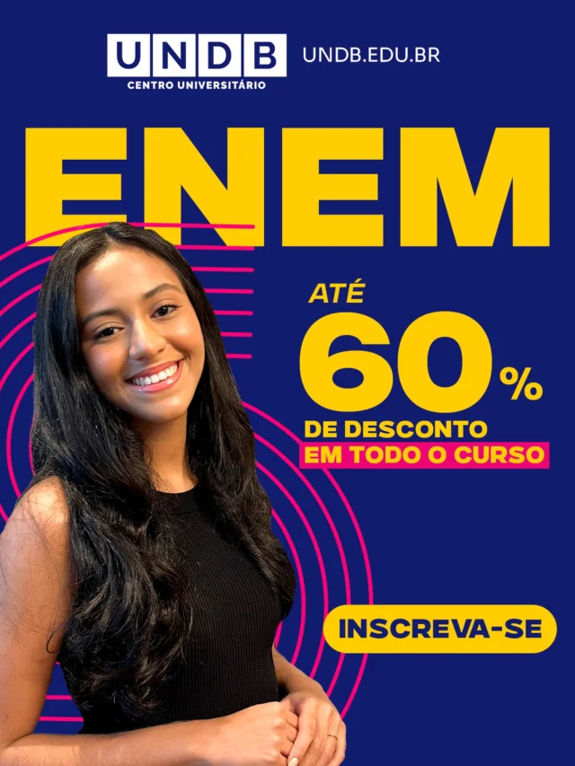 📲 Na UNDB, sua nota vale até 60% de desconto em todo o curso, do início ao fim da graduação! 

Estude em um Centro Universitário que é referência nacional, com infraestrutura moderna, laboratórios de ponta, professores com experiência de mercado e uma proposta de ensino inovador, baseada em metodologias ativas e foco em empregabilidade.

📍 Acesse: http://www.undb.edu.br

#UNDB #ENEM #Vestibular #Graduação
